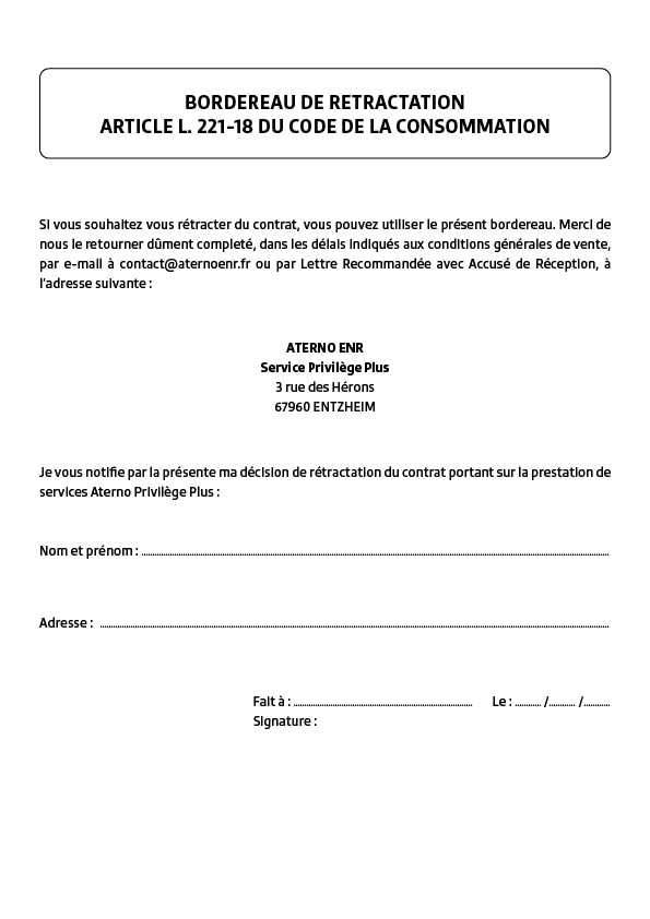 bordereau retractation privilege plus aternoenr
